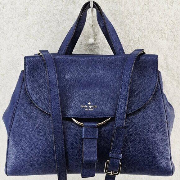 KATE SPADE Jasper Clarke Street Ocean Blue Pebble Leather Top Handle Shoulder Ba - Picture 2 of 16